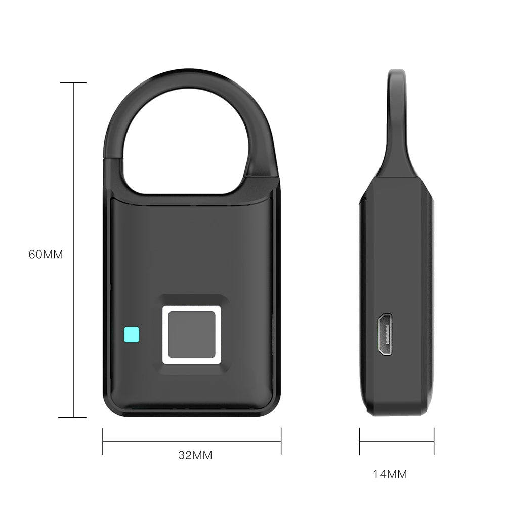 Fingerprint Lock Smart Padlock Thumbprint Door Padlocks Portable Anti-Theft Fingerprint Lock for Bag Drawer Suitcase