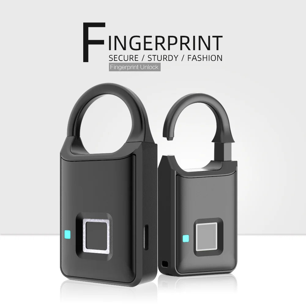 Fingerprint Lock Smart Padlock Thumbprint Door Padlocks Portable Anti-Theft Fingerprint Lock for Bag Drawer Suitcase