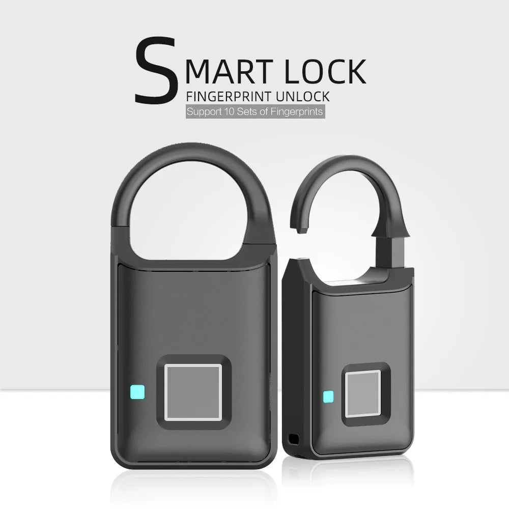 Fingerprint Lock Smart Padlock Thumbprint Door Padlocks Portable Anti-Theft Fingerprint Lock for Bag Drawer Suitcase