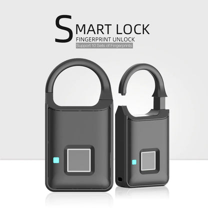 Fingerprint Lock Smart Padlock Thumbprint Door Padlocks Portable Anti-Theft Fingerprint Lock for Bag Drawer Suitcase
