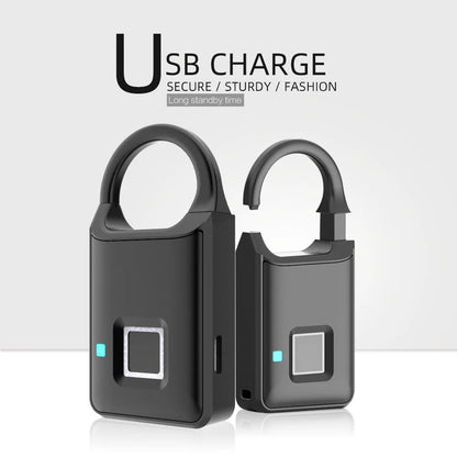 Fingerprint Lock Smart Padlock Thumbprint Door Padlocks Portable Anti-Theft Fingerprint Lock for Bag Drawer Suitcase