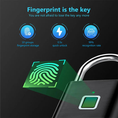 Fingerprint Padlock – USB Rechargeable Waterproof 
