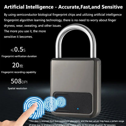 Fingerprint Padlock Waterproof Smart Keyless Security Locker Fingerprint Lock Anti-Theft USB Charge For Bike Gym Locker Luggage