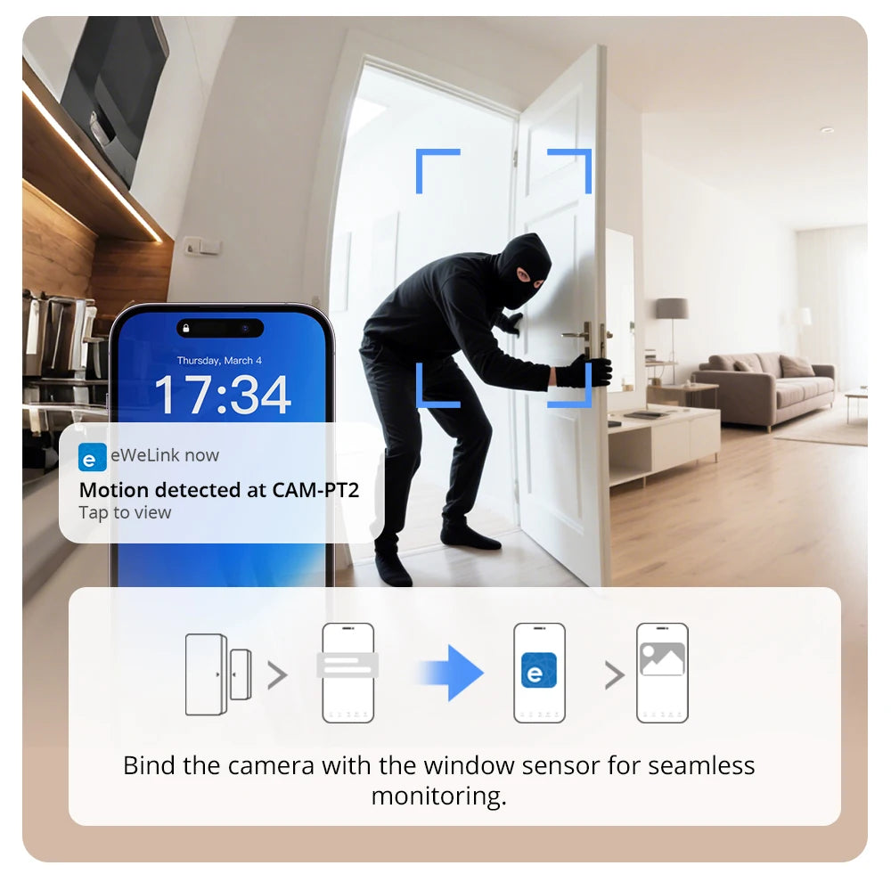 SONOFF CAM PT2 Smart Home Security Camera Smart Night Vision 360° Panoramic View Remote HD Monitoring with Real-Time Interaction