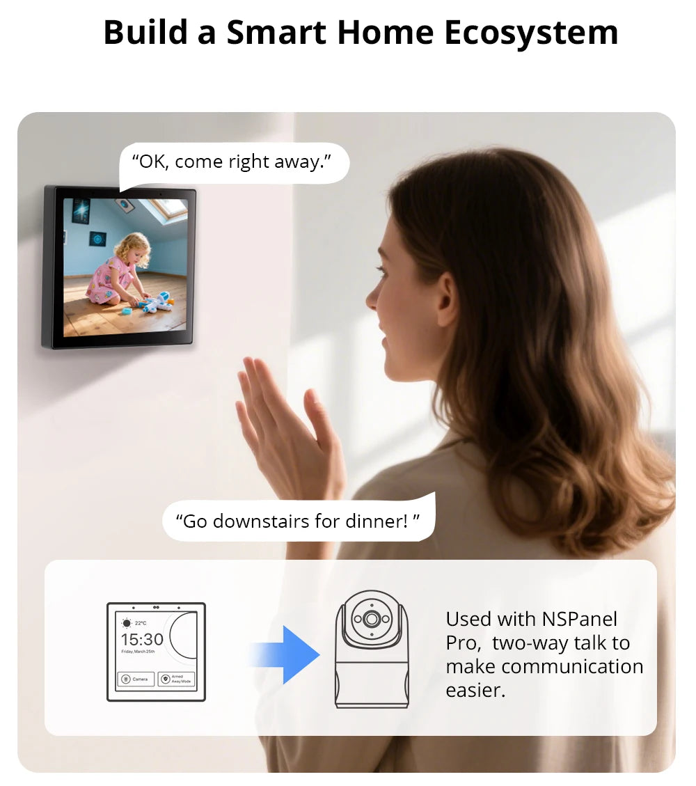 SONOFF CAM PT2 Smart Home Security Camera Smart Night Vision 360° Panoramic View Remote HD Monitoring with Real-Time Interaction