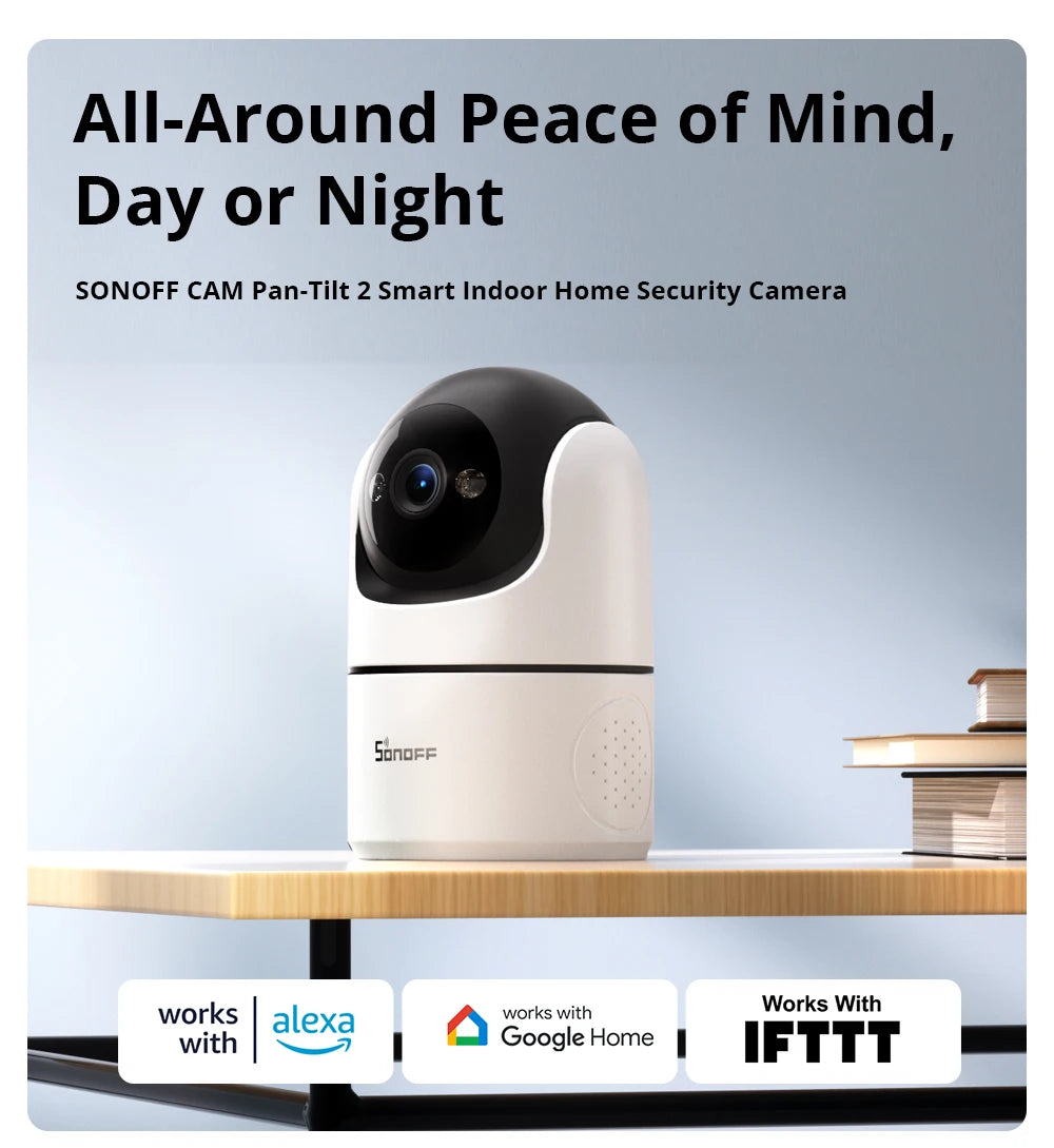 SONOFF CAM PT2 Smart Home Security Camera Smart Night Vision 360° Panoramic View Remote HD Monitoring with Real-Time Interaction