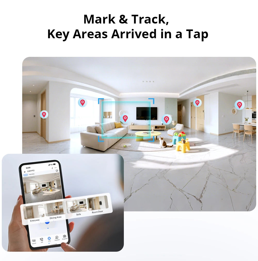 SONOFF CAM PT2 Smart Home Security Camera Smart Night Vision 360° Panoramic View Remote HD Monitoring with Real-Time Interaction