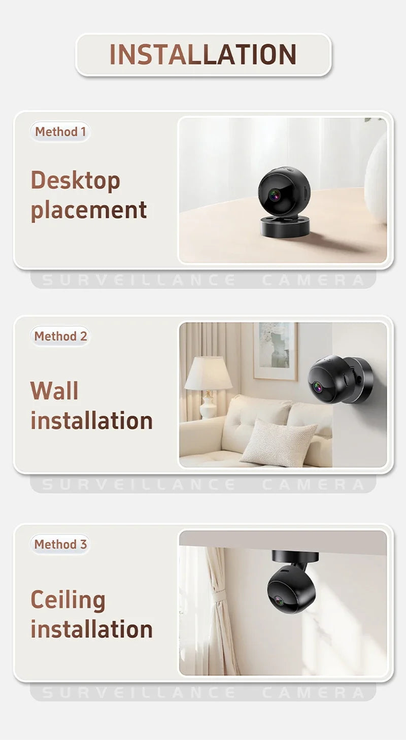 Smart 360° 4K Security Camera WiFi Wireless Indoor Outdoor Surveillance Motion Detection Night Vision Monitor System for Home