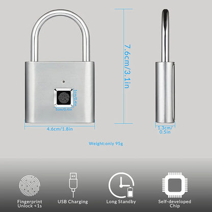 Fingerprint Padlock – USB Rechargeable Waterproof