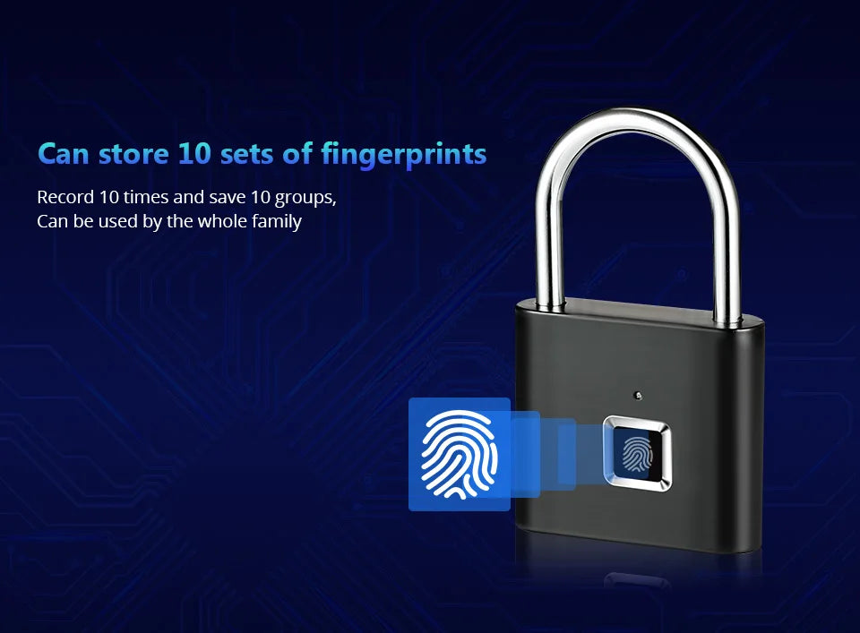 Fingerprint Padlock – USB Rechargeable Waterproof 