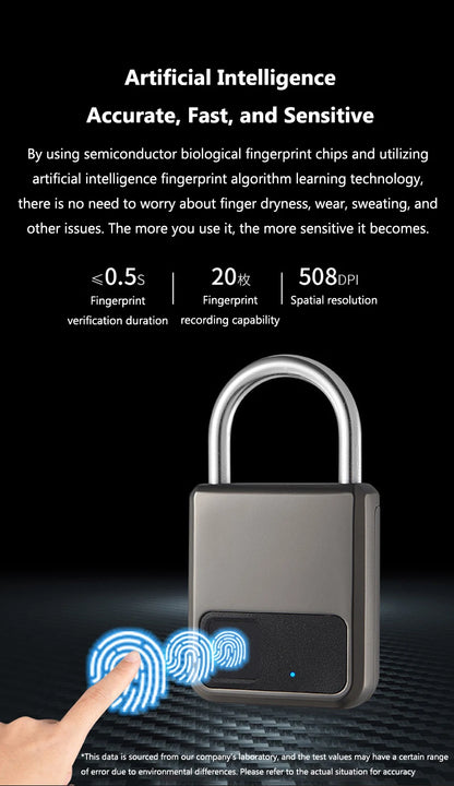 Fingerprint Padlock Waterproof Smart Keyless Security Locker Fingerprint Lock Anti-Theft USB Charge For Bike Gym Locker Luggage