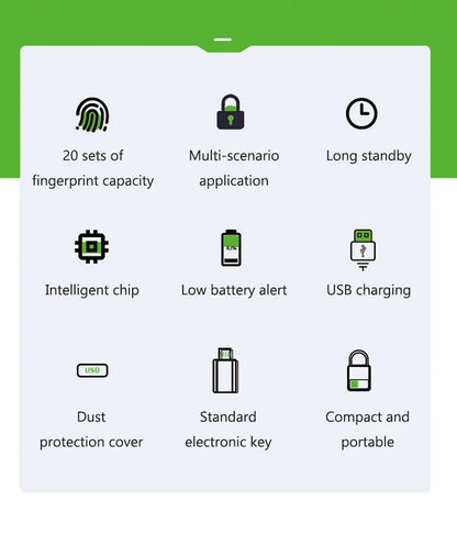 Fingerprint Padlock Waterproof Smart Keyless Security Locker Fingerprint Lock Anti-Theft USB Charge For Bike Gym Locker Luggage