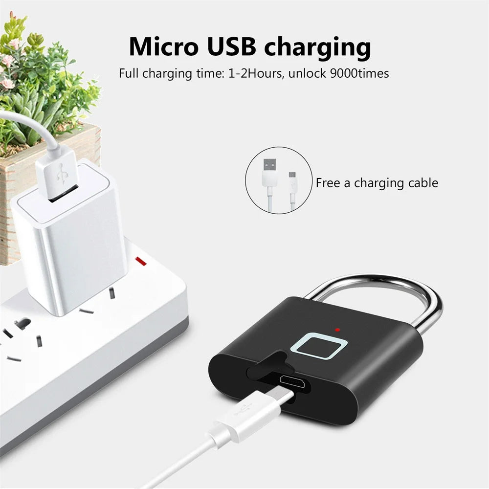 Fingerprint Padlock – USB Rechargeable Waterproof 