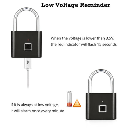 Fingerprint Padlock – USB Rechargeable Waterproof