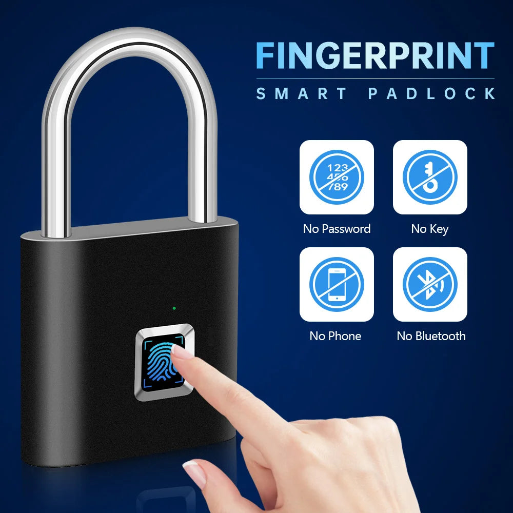 Fingerprint Padlock – USB Rechargeable Waterproof 