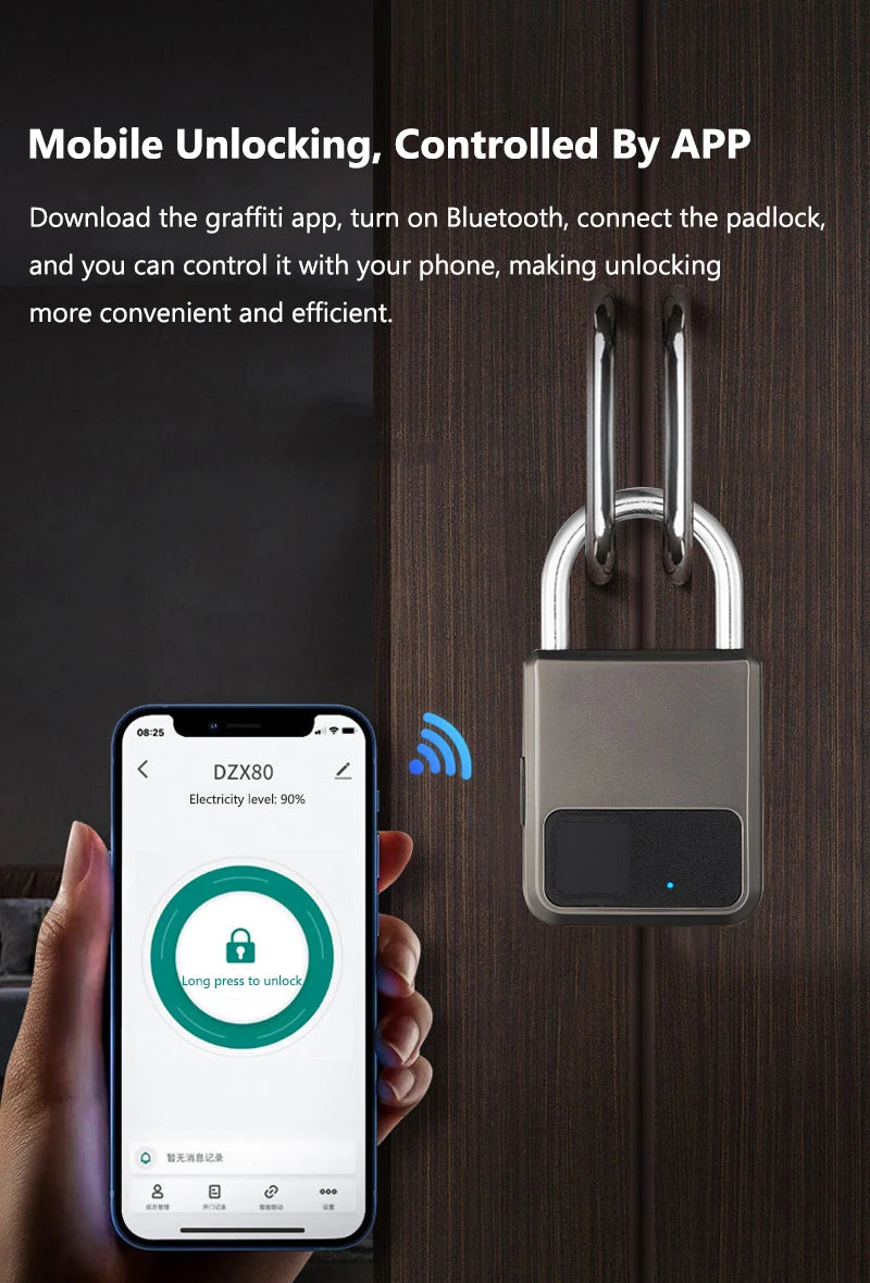 Fingerprint Padlock Waterproof Smart Keyless Security Locker Fingerprint Lock Anti-Theft USB Charge For Bike Gym Locker Luggage
