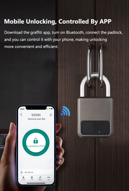 Fingerprint Padlock Waterproof Smart Keyless Security Locker Fingerprint Lock Anti-Theft USB Charge For Bike Gym Locker Luggage